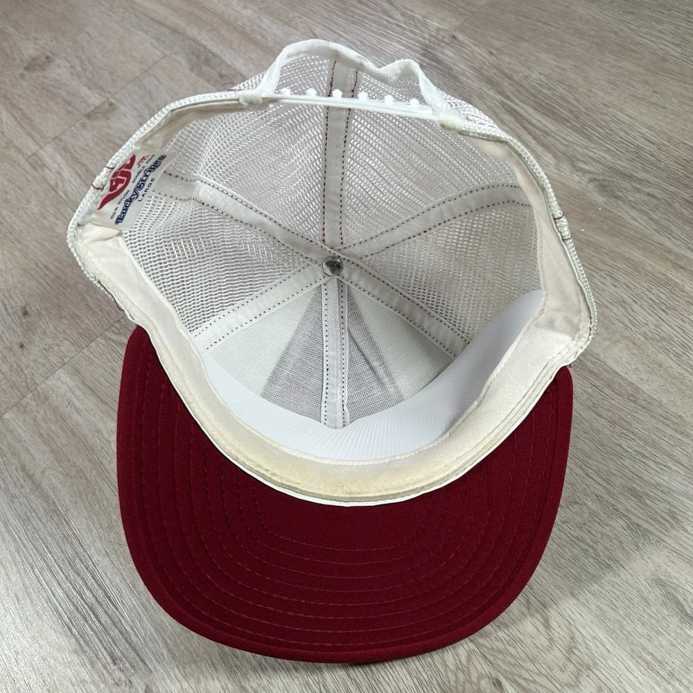 VTG 80s Alabama Crimson Tide Snapback Hat College AJD Red White Trucker Cap USA